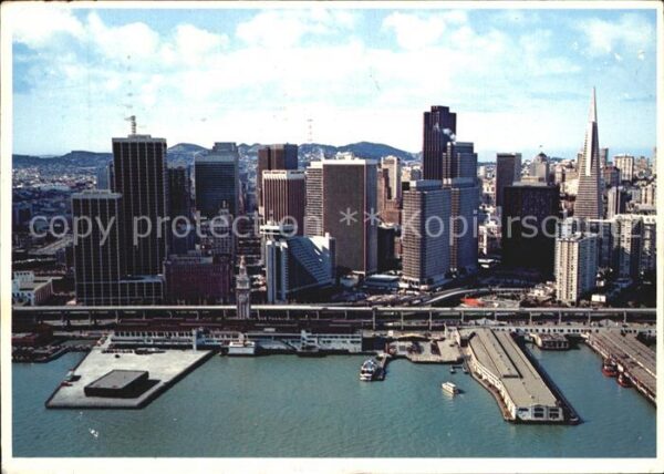 San Francisco California Aerial View Embarcadero Center and Wate