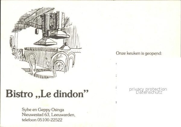 Leeuwarden Bistro Le dindon Gaststube Bar Küchench – Bild 2