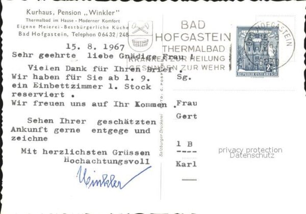 Bad Hofgastein Kurhaus Pension Winkler – Bild 2