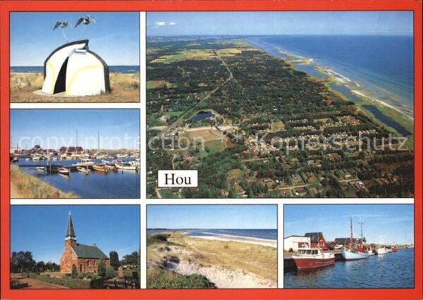Hou Fliegeraufnahme Hafen Kirche Strand Boo