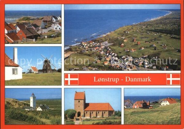Lonstrup Teilansicht Windmühle Leuchtturm Kirche