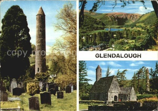 Glendalough St Kevin The Round Tower Ruins Panorama