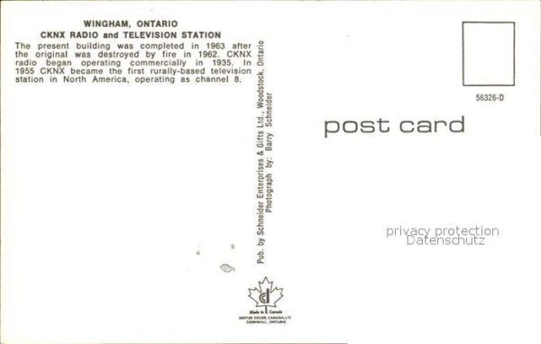 Ontario Canada Wingham CKNX Radio Television Station – Bild 2