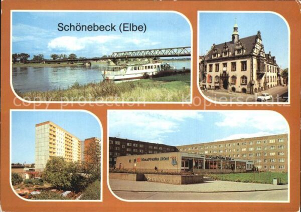 Schoenebeck Elbe Ernst Thälmann Brücke Rathaus Kaufhalle