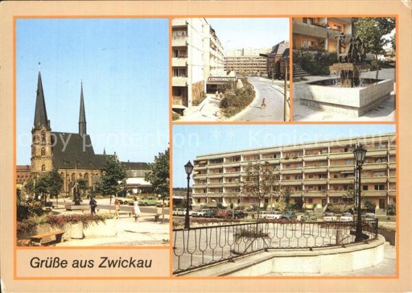 Zwickau Sachsen Katharinenkirche Brunnen Leineweber Neu