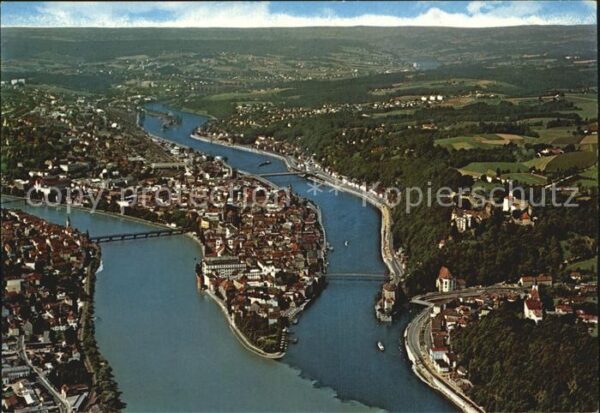Passau Fliegeraufnahme Drei-Flüsse-Stadt Donau