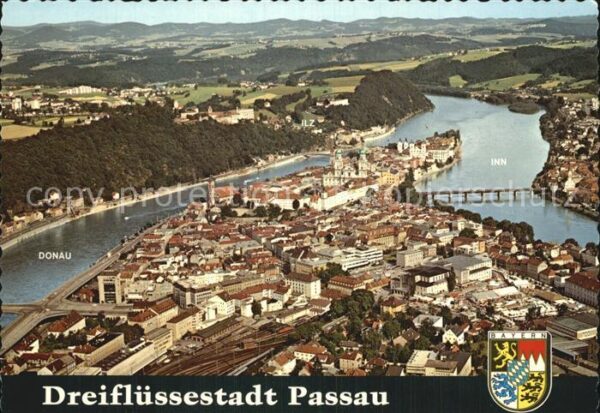 Passau Fliegeraufnahme Drei-Flüsse-Stadt Donau