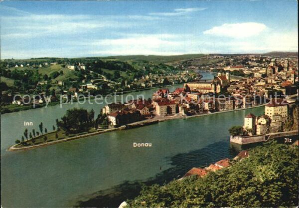 Passau Zusammenfluss Inn Donau Ilz mit Veste O