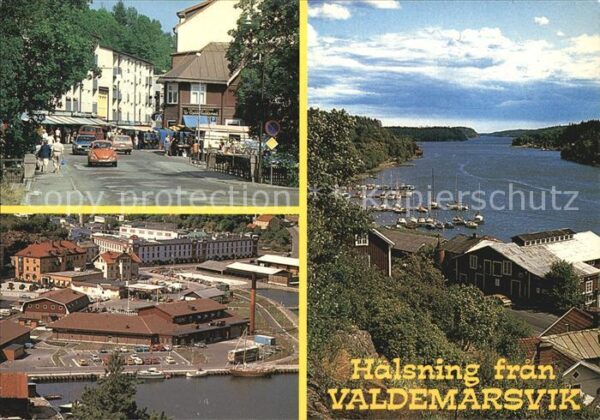 Valdemarsvik Strassenpartie Fliegeraufnahme Hafenpan