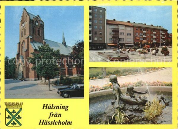 Haessleholm Kirche Stadtplatz Brunnenskulptur