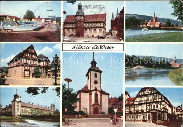 Hoexter Weser Schwimmbad Rathaus Weserpartie Schloss