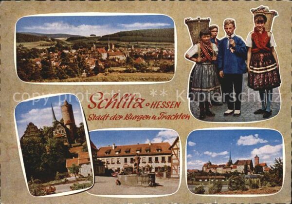 Schlitz Panorama Burg Brunnen Winzertrachten