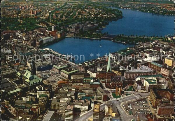 Hamburg City mit Binnen und Aussenalster Fliege