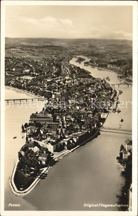 Passau Dreiflüssestadt Fliegeraufnahme