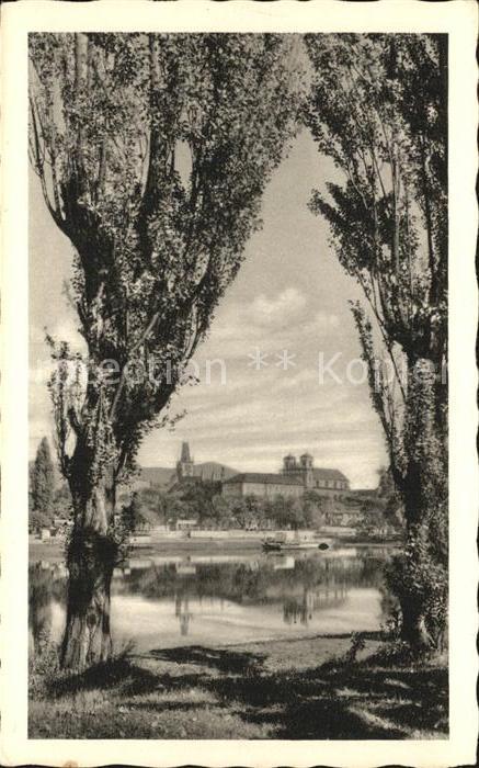 Leitmeritz Litomerice Nordboehmen Partie an der Elbe Pappeln Heimatkarten