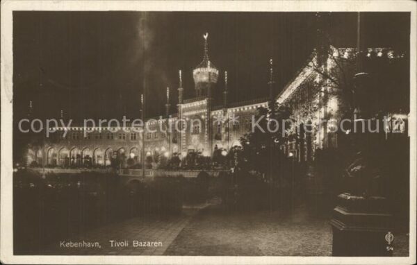 Kobenhavn Tivoli Bazaran Nachtaufnahme