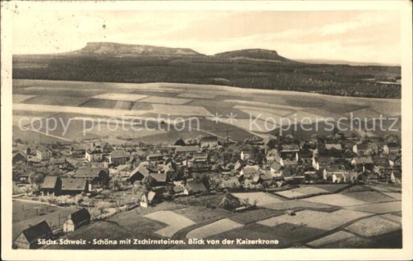 Schoena Elbe mit Zschirnsteinen von der Kaiserkrone
