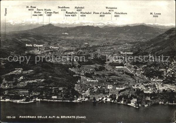 Brunate Como Panorama delle Alpi veduta aerea