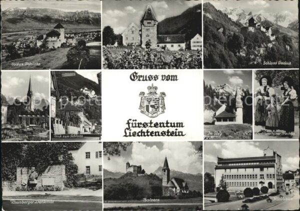 Liechtenstein  Vaduz Schloss Rotes Haus Pfarrkirche Sc