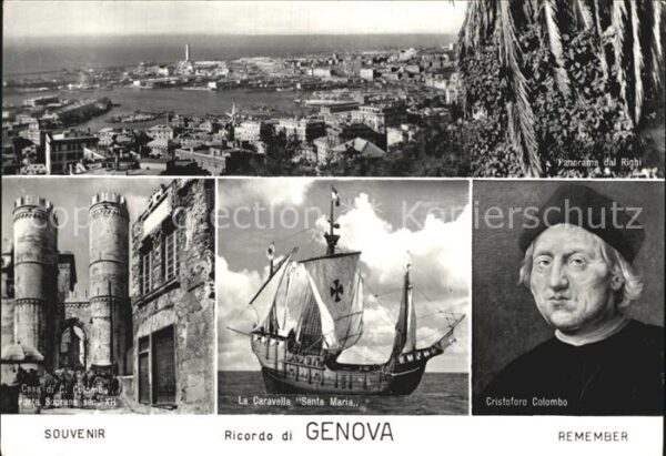 Genova Genua Liguria Panorama dal Righi Casa di C Colombo Po