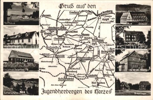 Clausthal-Zellerfeld Jugendherbergen des Harzes Landkarte