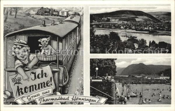 Hoenningen Bad Thermalbad am Rhein Zug Mädchen Hund