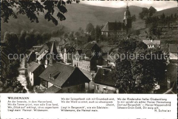 Wildemann Ortsansicht mit Kirche Gedicht H. Schwi