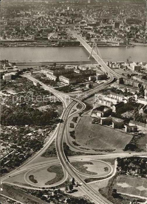 Koeln Rhein Severinsbrücke Fliegeraufnahme