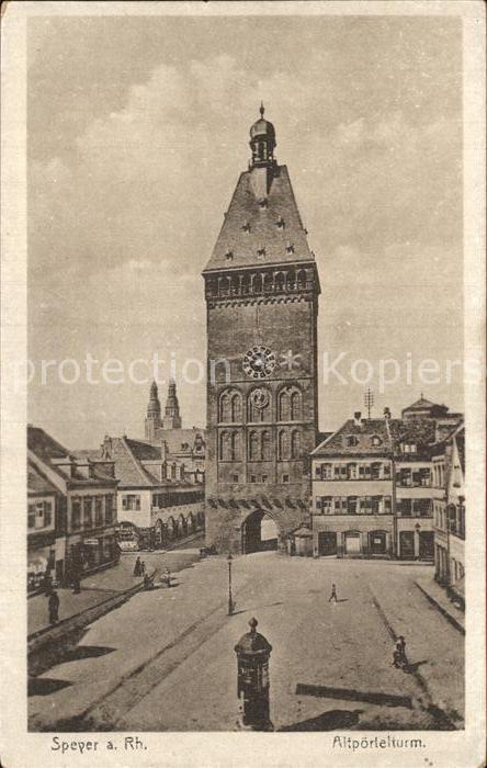 Speyer Rhein Altpörtelturm Künstlerkarte