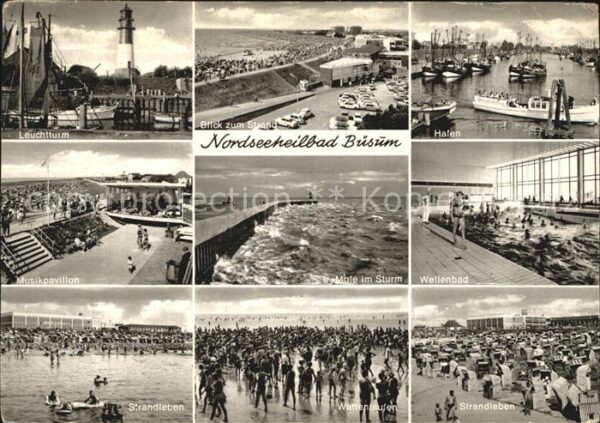 Buesum Nordseebad Strand Wellenbad Mole Musikpavillon Haf