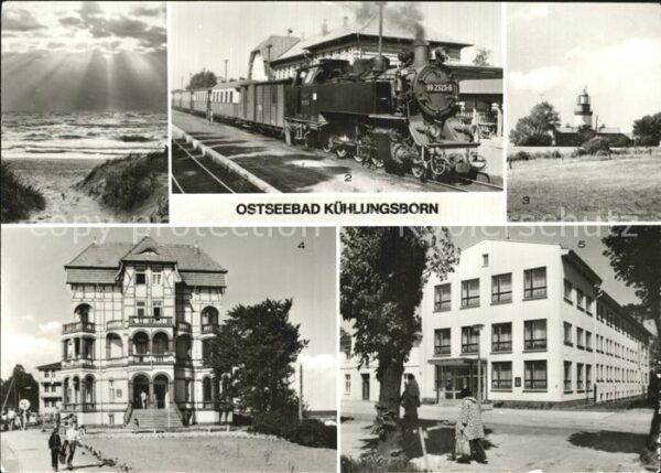 Kuehlungsborn Ostseebad Strand Molly auf dem Bahnhof Leuchtturm