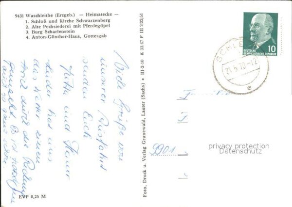 Waschleithe Schloss und Kirche Schwarzenberg Alte P – Bild 2