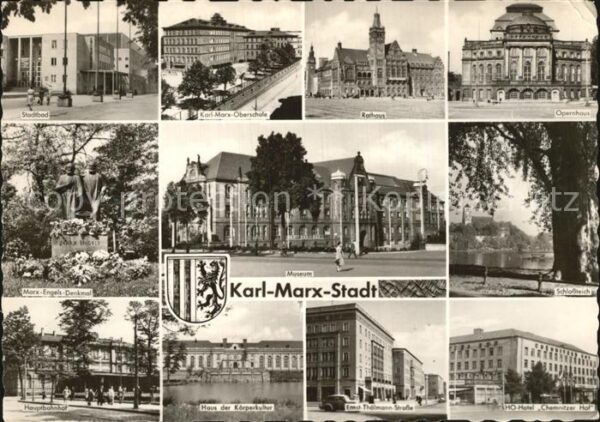 Karl-Marx-Stadt Stadtbad Marx Engels Denkmal Hauptbahnh