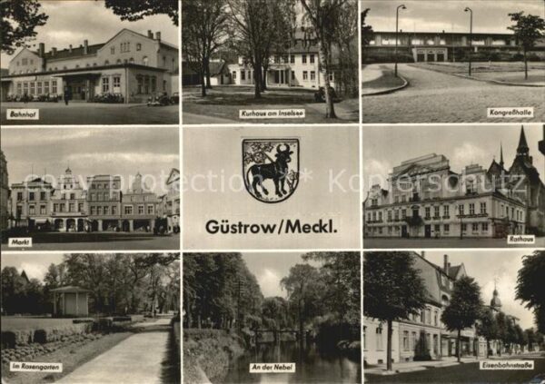 Guestrow Mecklenburg Vorpommern Bahnhof Markt Rosengarten Rathaus Kongr