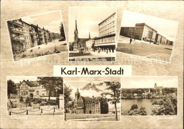 Karl-Marx-Stadt Theaterplatz Rathaus Südbahnhof