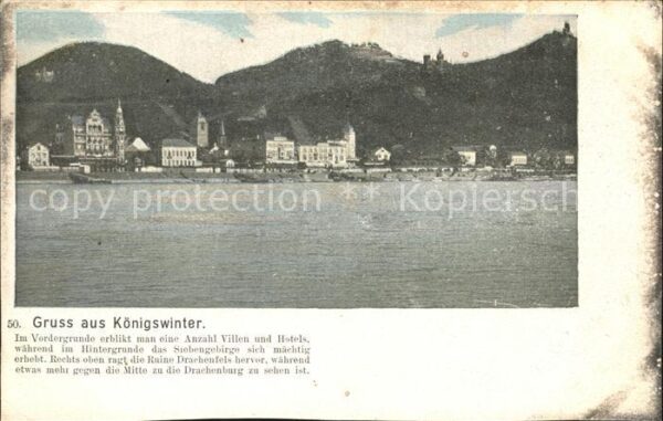 Koenigswinter mit Villen und Hotels Drachenburg und R