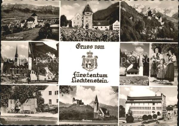 Liechtenstein  Vaduz Schloss Rotes Haus Pfarrkirche Im