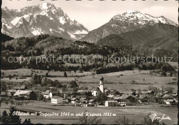 Ohlstadt mit Zugspitze und Kramer