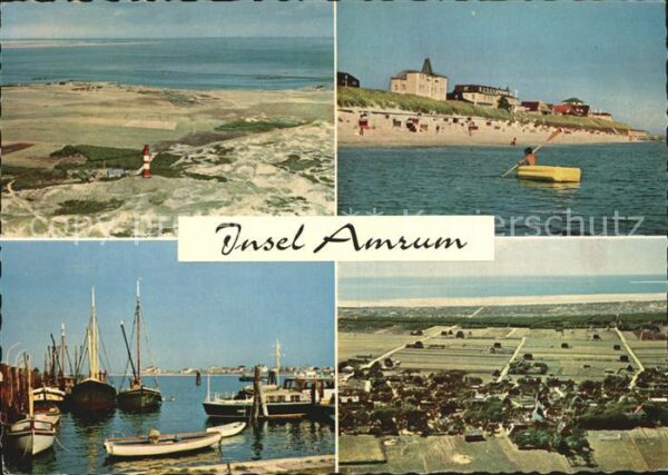 Wittduen Amrum Blick zum Kniepsand Leuchtturm Hafenpar