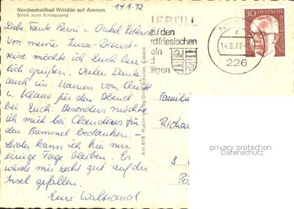 Wittduen Amrum Blick zum Kniepsand Leuchtturm Hafenpar – Bild 2