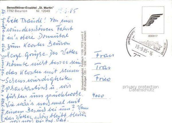 Beuron Donautal Benediktiner Erzabtei St Martin Flieger – Bild 2