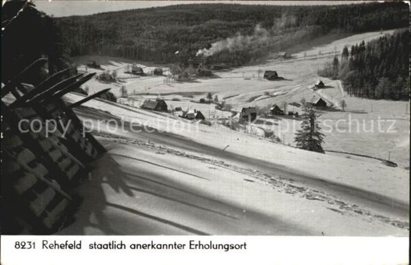 Rehefeld-Zaunhaus Winterpanorama Erholungsort Handabzug
