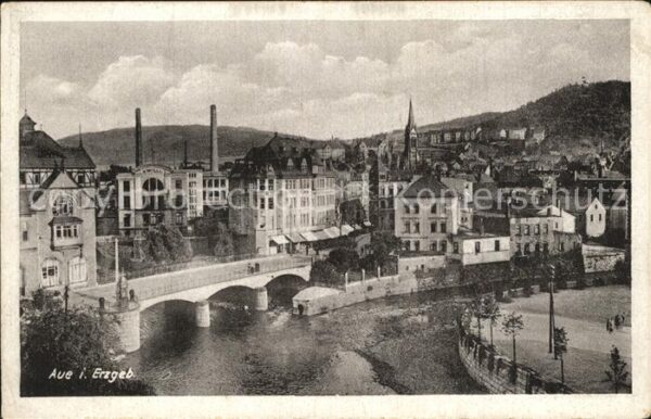Aue Erzgebirge Ortsansicht mit Mulde Brücke