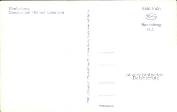 Rheinsberg Sanatorium Helmut Lehmann Handabzug – Bild 2