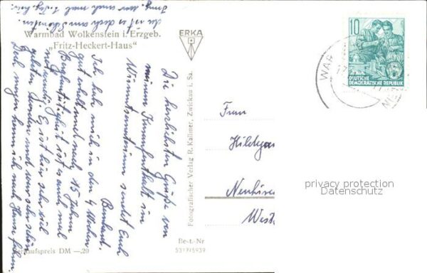 Wolkenstein Erzgebirge Warmbad Fritz Heckert Haus – Bild 2