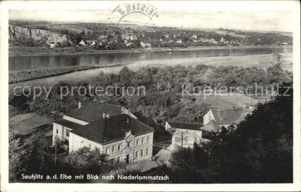 Seusslitz Blick über die Elbe nach Niederlommatzs