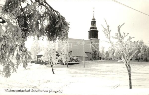 Schellerhau Kirche Wintersportgebiet im Erzgebirge