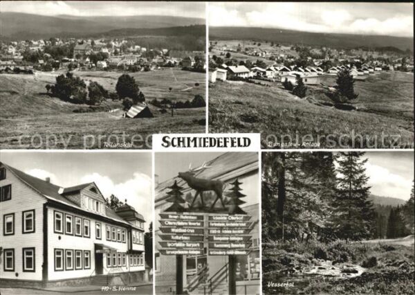 Schmiedefeld Rennsteig Teilansicht Bungalows HO Gaststätte Hen