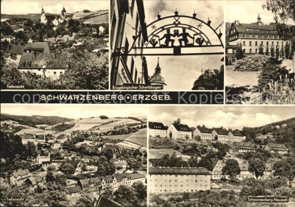Schwarzenberg Erzgebirge Teilansicht mit Schloss Erzgebirgischer