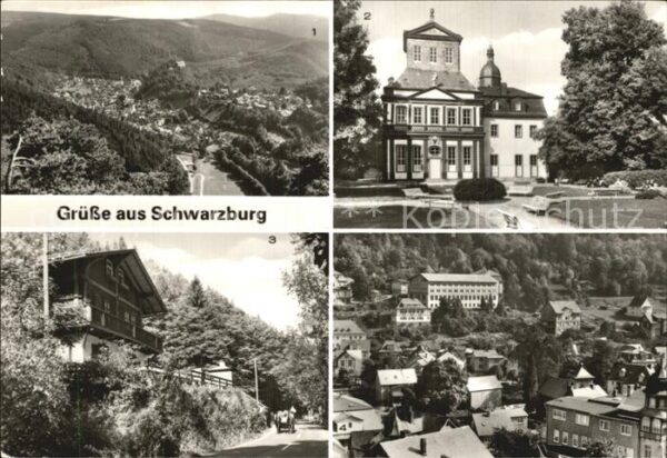 Schwarzburg Thueringer Wald Panorama Blick zum Trippstein Kaisersaa